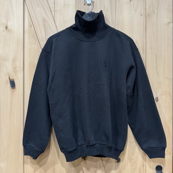 Vintage Black Turtle Neck Sweatshirt Adult XL Pullover Blank Chest Shield - Picture 2 of 9